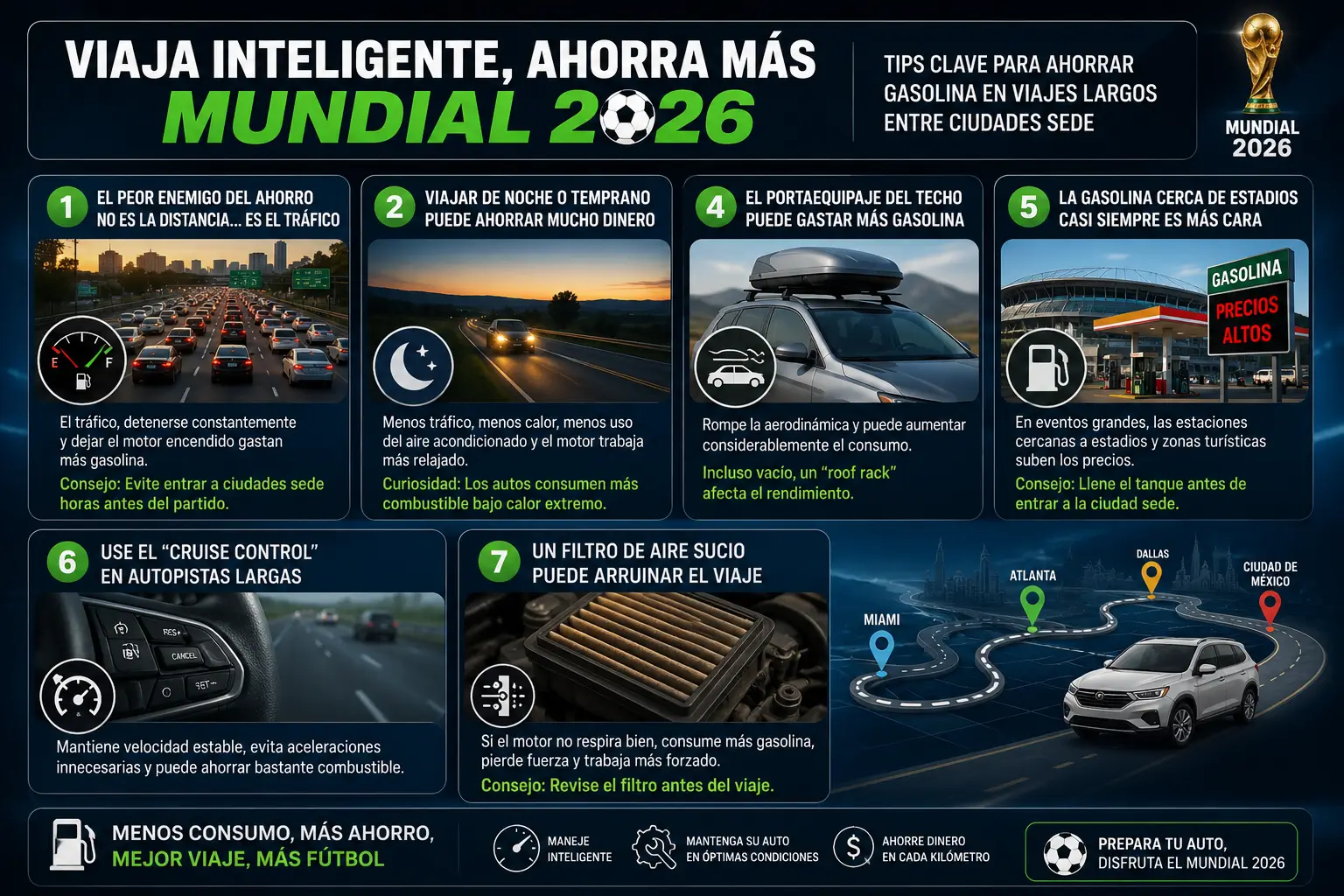 ¿Cómo evitar el gasto de gasolina por tráfico en el Mundial?