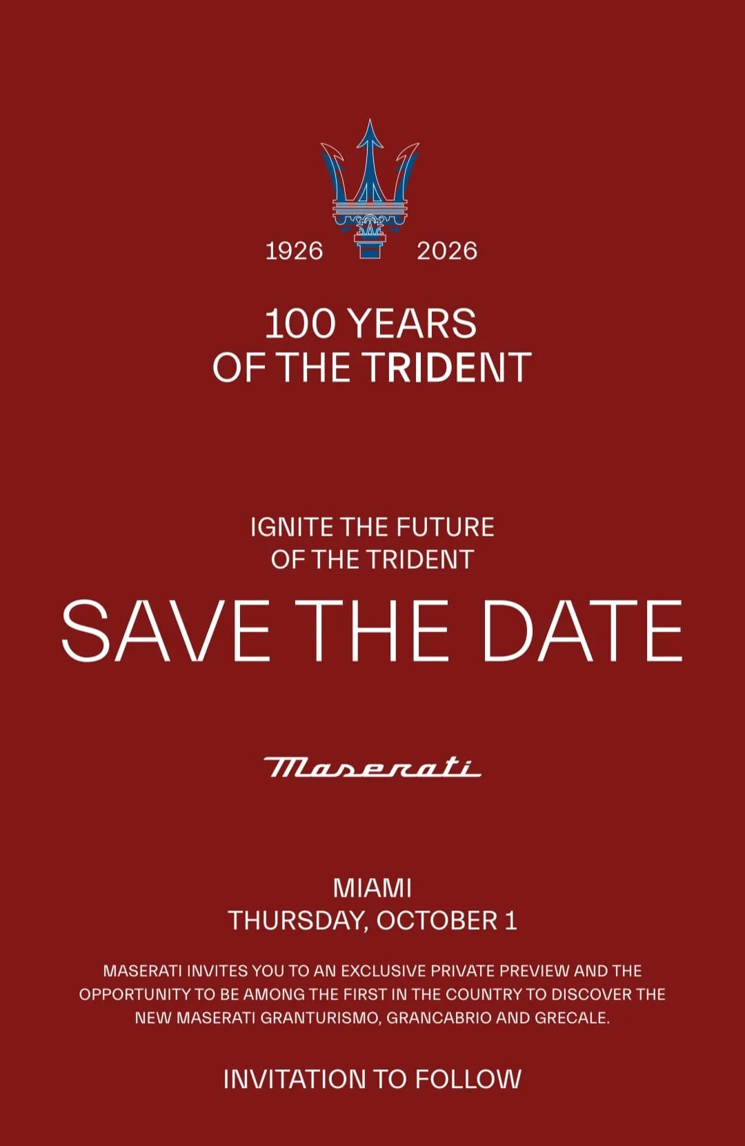 Ingreso exclusivo al evento de Maserati